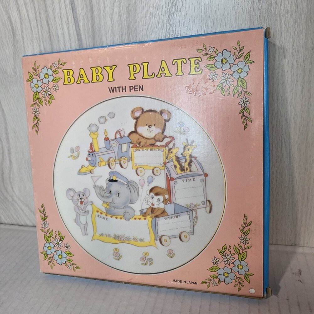 Vtg Baby Plate Customizable 9" Decorative Plate Announcement Baby Shower Gift